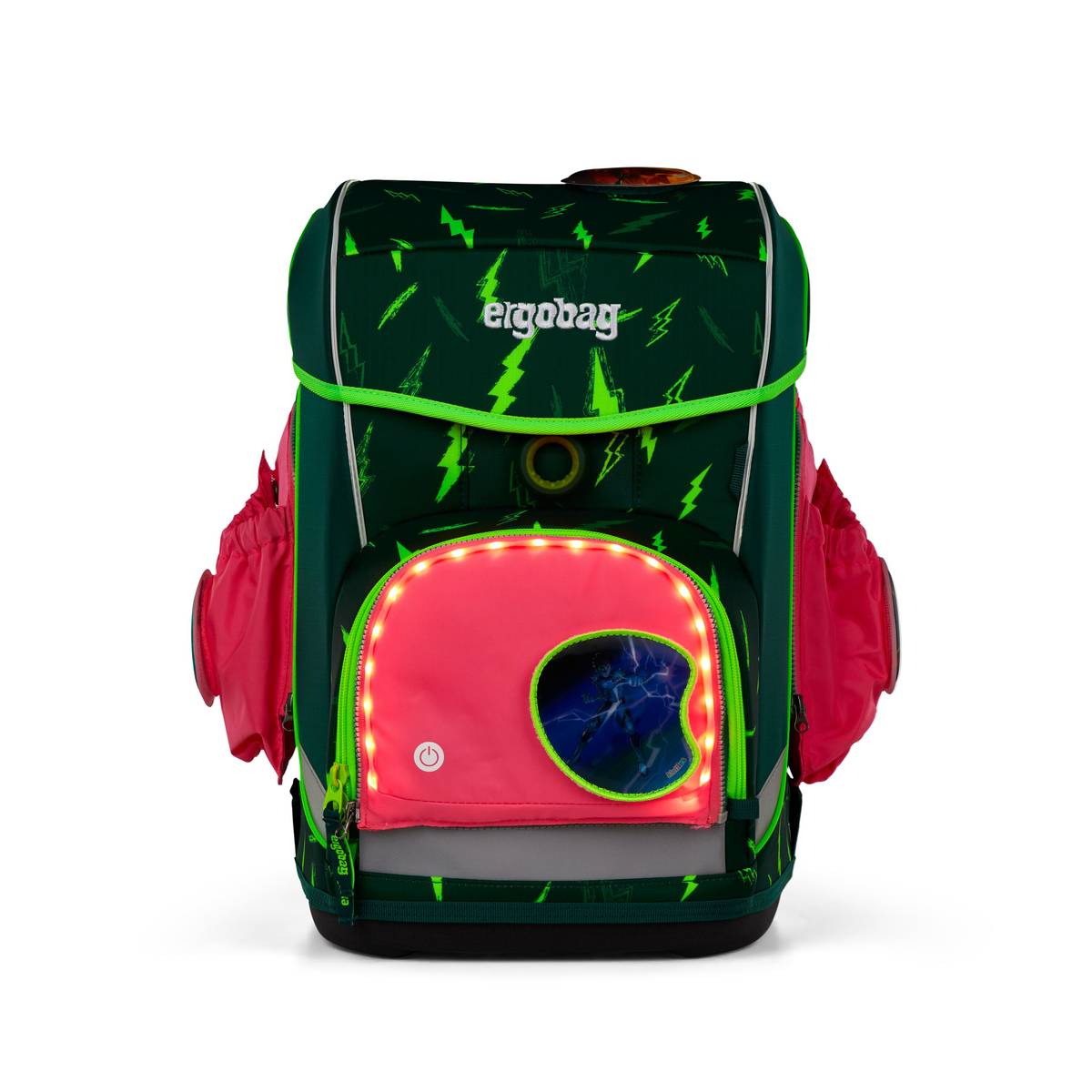Ergobag Sicherheitsset Fluo LED-Zip Set mit Seitentaschen Pink