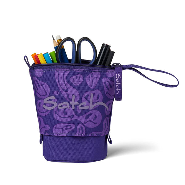 Satch Extra Large Pencil Case With Divider Compartment, Zipped Compartment, Pen Holder, Square, Viewing Window For Schedule, Cool Down - Grey, Simple