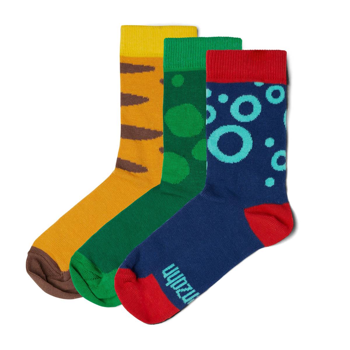 Affenzahn GOTS Bio-Baumwolle Socken 3er-Pack Tiger, Frosch, Oktopus