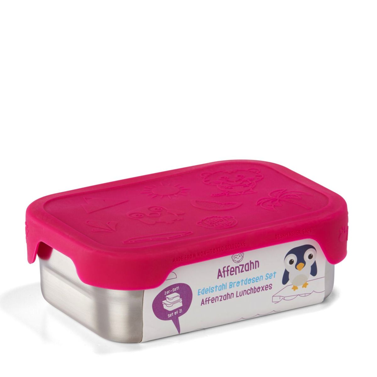 Affenzahn Edelstahl Brotdosen-Set pink