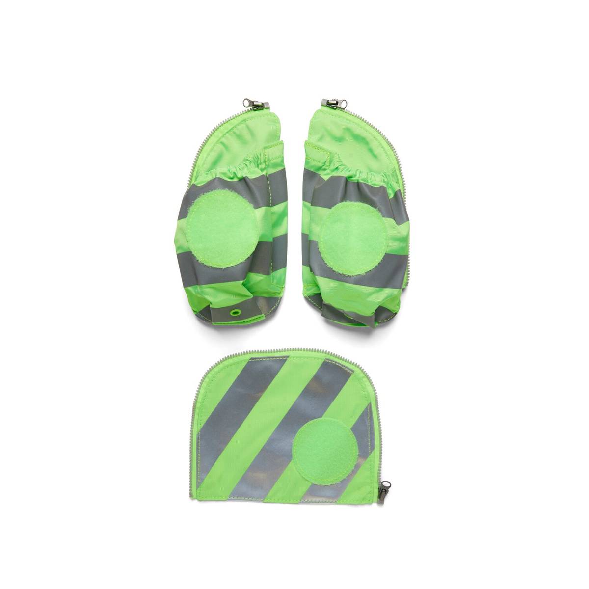 Ergobag Fluo-Zip Set mit Reflektor und Seitentaschen Grün Fronansicht